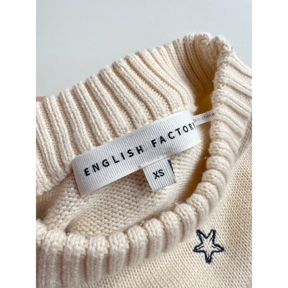 ENGLISH FACTORY Ivory Shell Embroidered Acrylic Crew Neck Sweater, Size XS - Picture 11 of 12